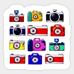 Colorful Retro Cameras Sticker